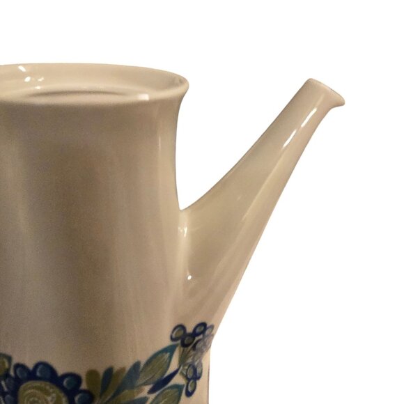Mid Century Modern Ceramic Teapot Floral Design Figgjo Flint Blue Flowers - Picture 12 of 16